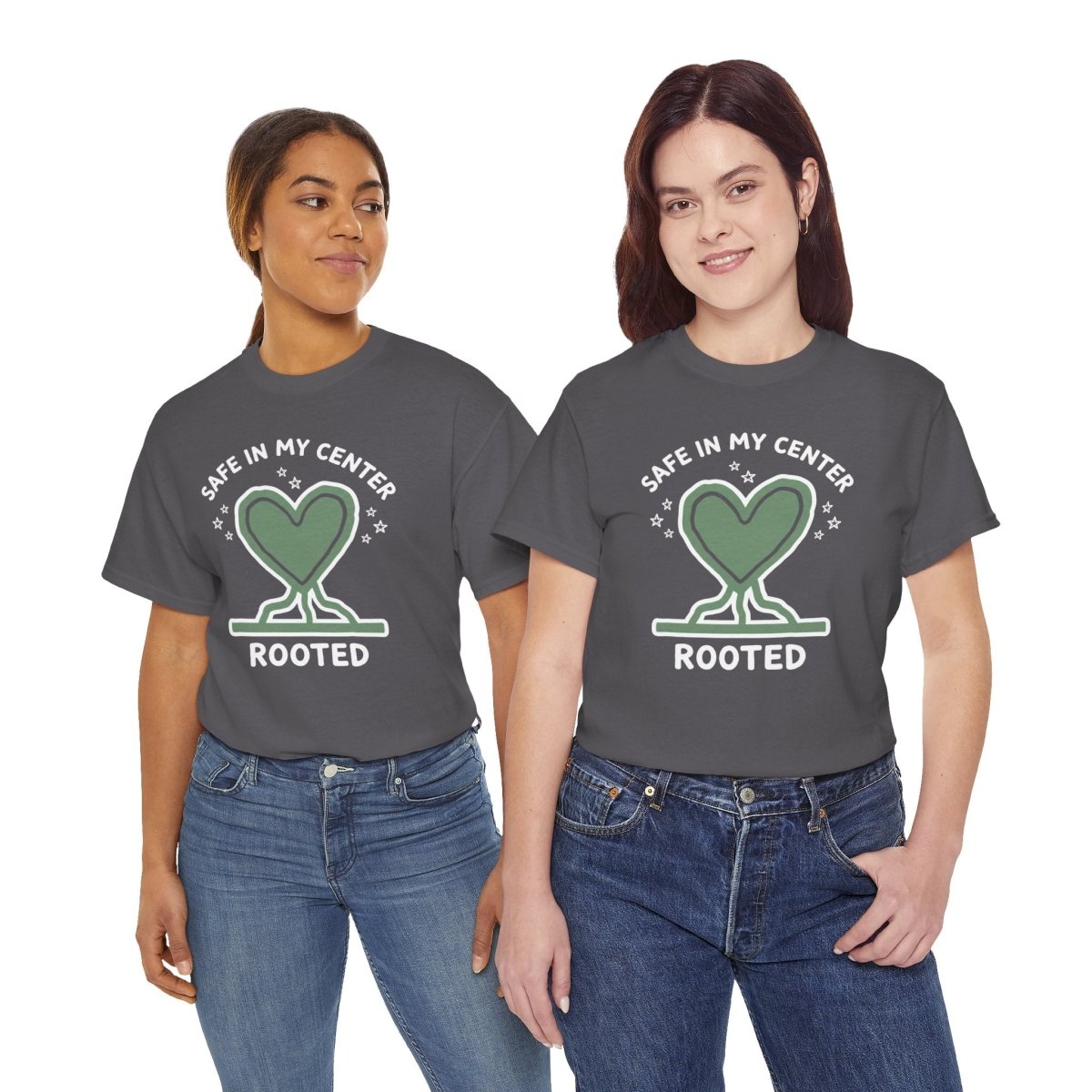 Safe in My Center Rooted Shirt | Classic Heavy Cotton Tee | Mental Health Tee - Spirit Stitch. Gift for International Self-Care Day.