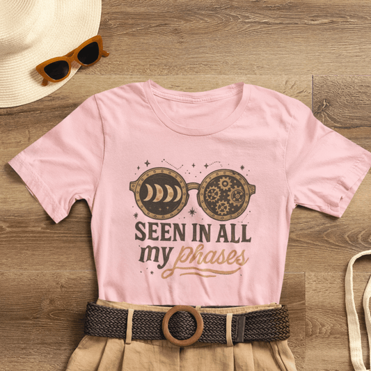 Seen in All My Phases Shirt | Lunar Self - Healing Tee | Celestial Steampunk Top | Spirit Stitch Collection - Spirit Stitch