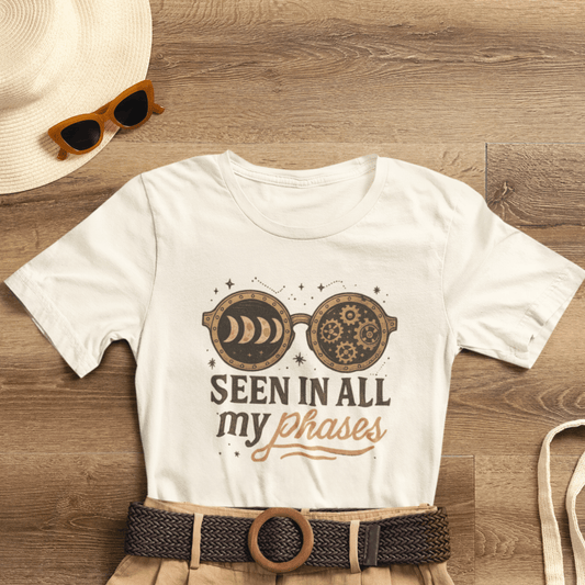 Seen in All My Phases Shirt | Lunar Self - Healing Tee | Celestial Steampunk Top | Spirit Stitch Collection - Spirit Stitch