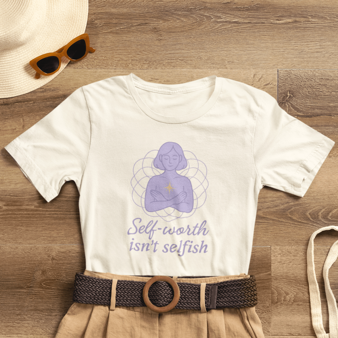 Self - Worth Isn’t Selfish Shirt | Feminist Empowerment Tee | Minimalist Line Art Graphic T-Shirt - Spirit Stitch