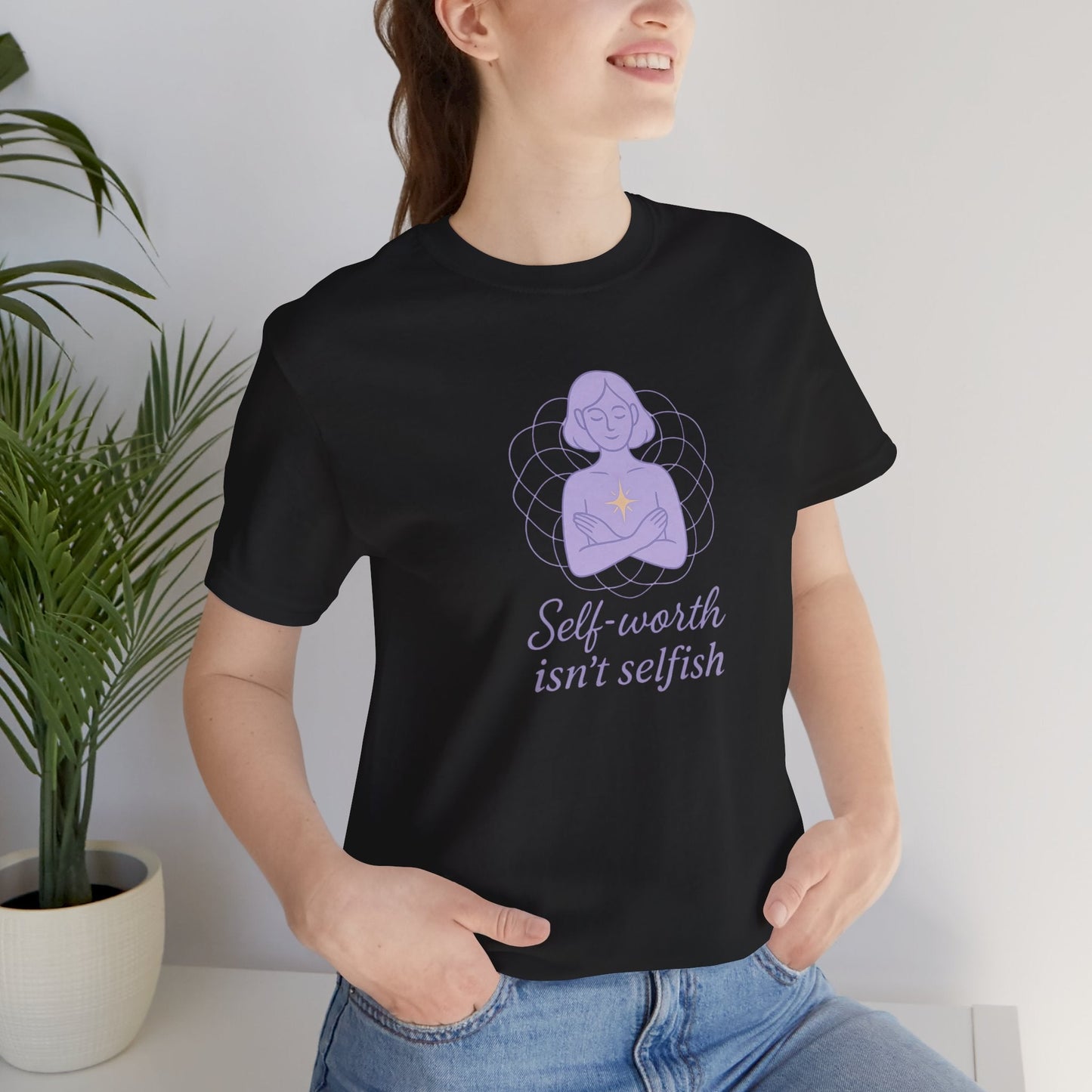 Self - Worth Isn’t Selfish Shirt | Feminist Empowerment Tee | Minimalist Line Art Graphic T-Shirt - Spirit Stitch