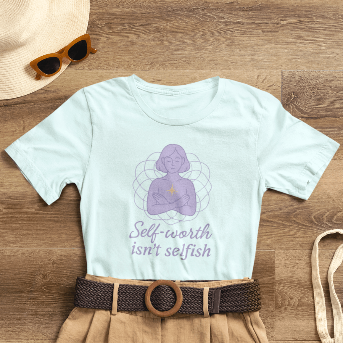 Self - Worth Isn’t Selfish Shirt | Feminist Empowerment Tee | Minimalist Line Art Graphic T-Shirt - Spirit Stitch