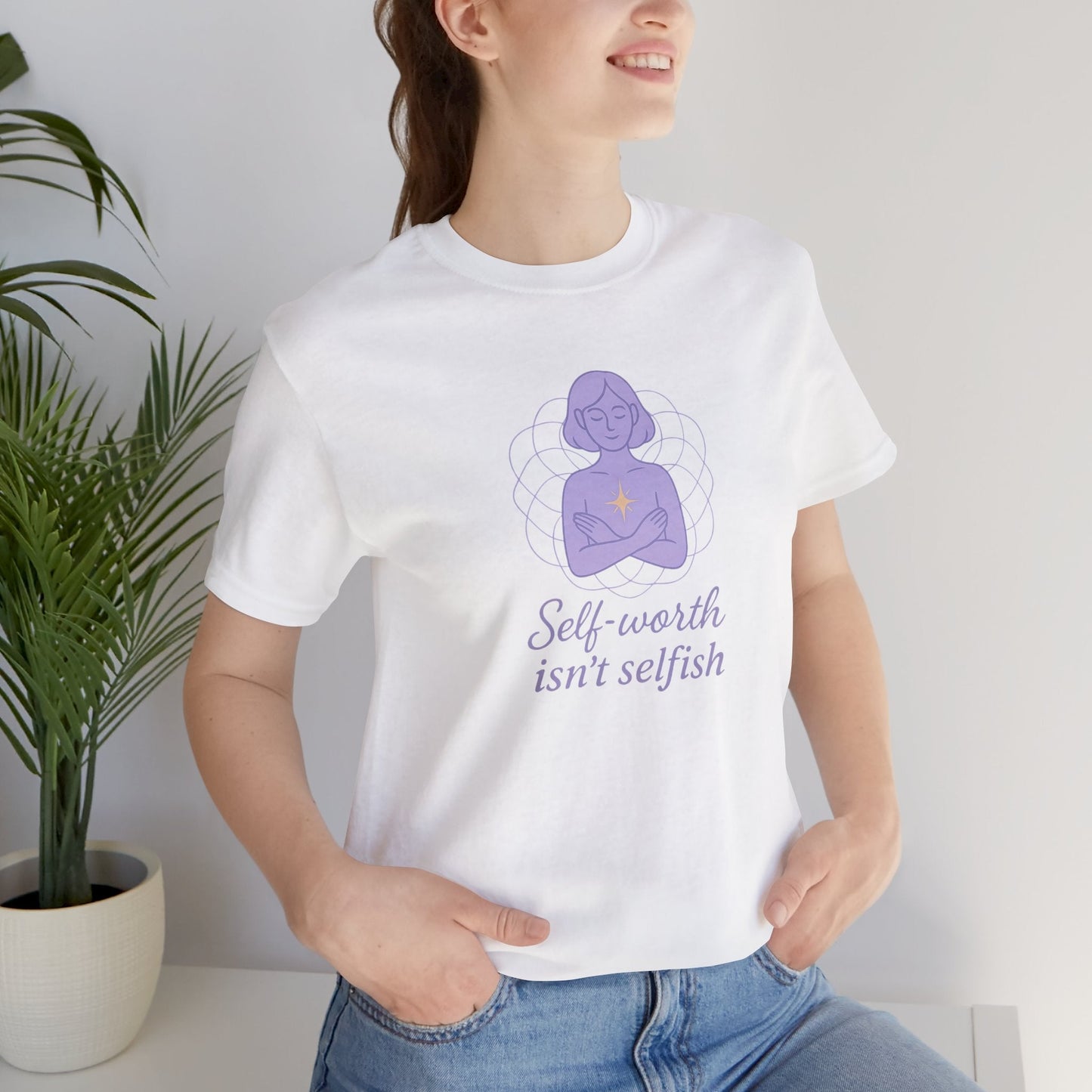Self - Worth Isn’t Selfish Shirt | Feminist Empowerment Tee | Minimalist Line Art Graphic T-Shirt - Spirit Stitch