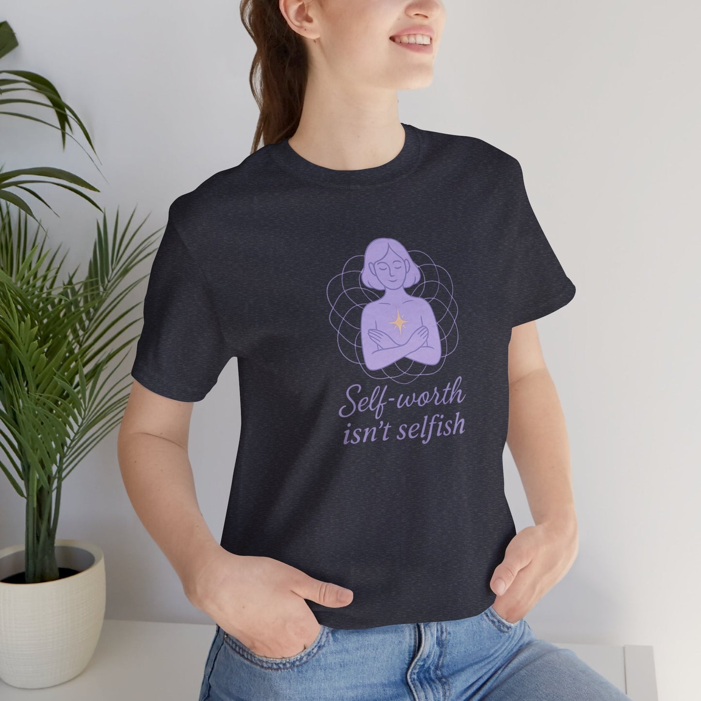 Self - Worth Isn’t Selfish Shirt | Feminist Empowerment Tee | Minimalist Line Art Graphic T-Shirt - Spirit Stitch