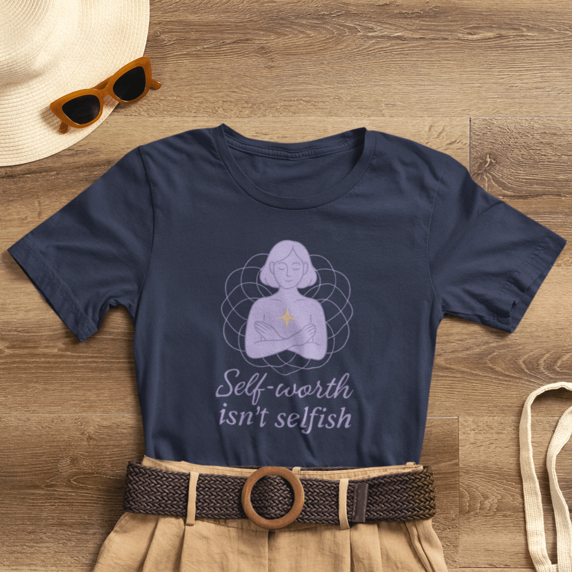Self - Worth Isn’t Selfish Shirt | Feminist Empowerment Tee | Minimalist Line Art Graphic T-Shirt - Spirit Stitch