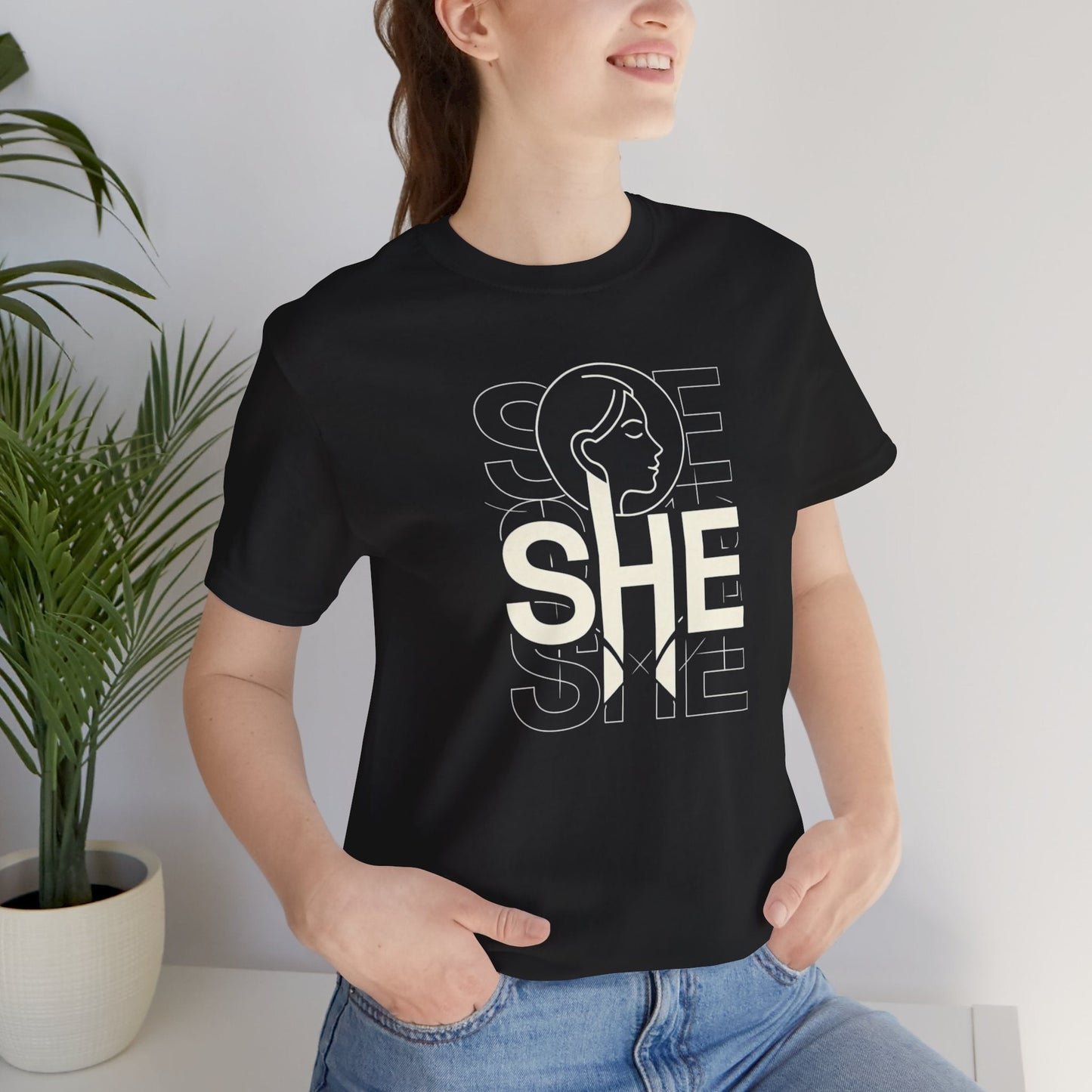 SHE Statement T-Shirt – Minimalist Feminist Graphic Tee – Modern Empowerment Shirt for Women - Spirit Stitch