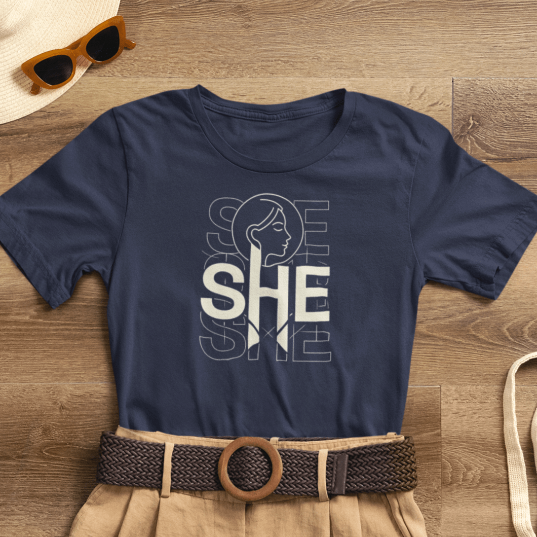 SHE Statement T-Shirt – Minimalist Feminist Graphic Tee – Modern Empowerment Shirt for Women - Spirit Stitch