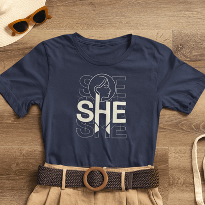 SHE Statement T-Shirt – Minimalist Feminist Graphic Tee – Modern Empowerment Shirt for Women - Spirit Stitch