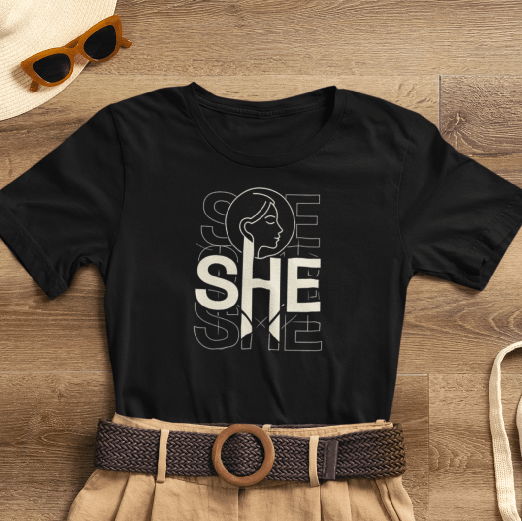 SHE Statement T-Shirt – Minimalist Feminist Graphic Tee – Modern Empowerment Shirt for Women - Spirit Stitch