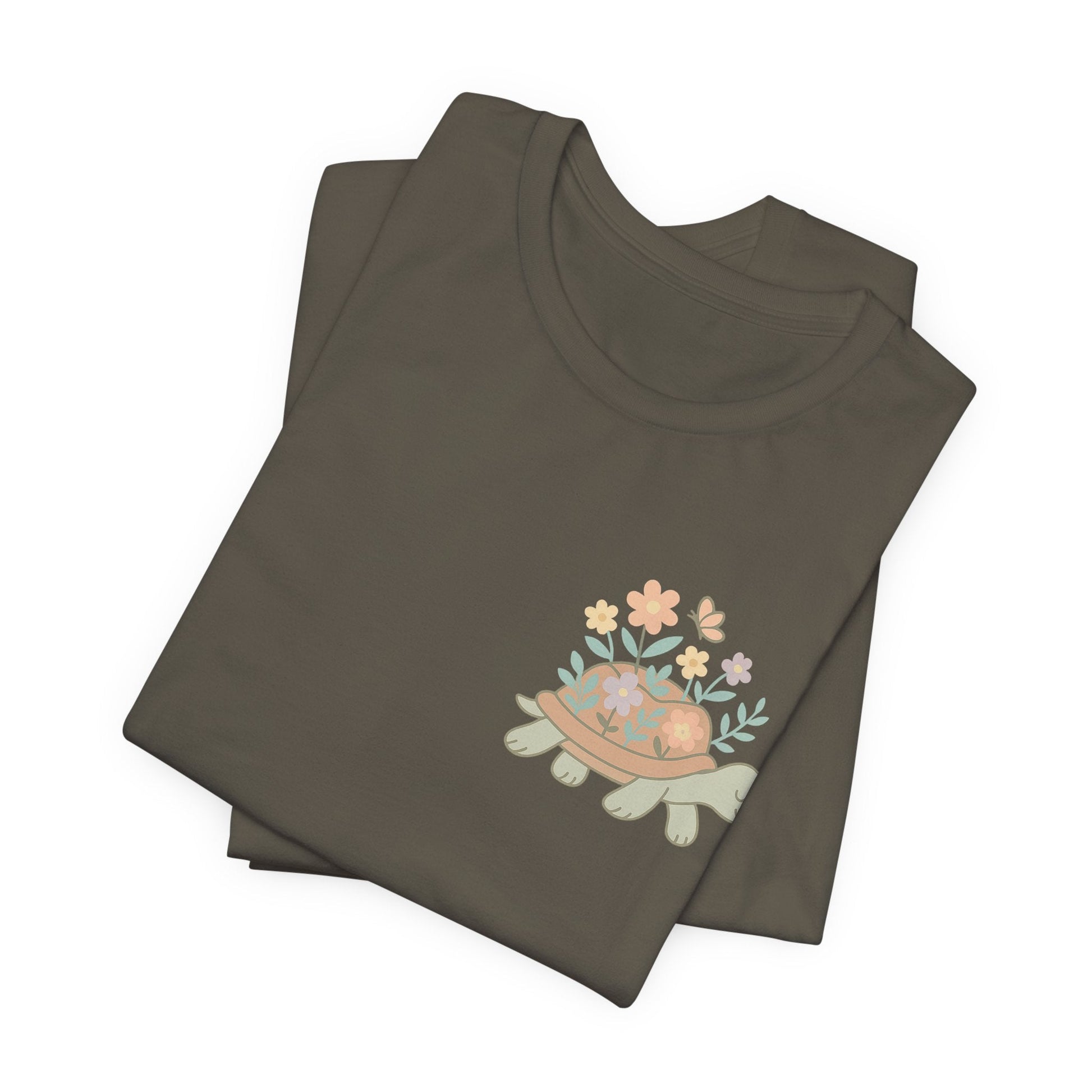 Slow is a Superpower Turtle T-Shirt – Whimsical Front & Back Floral Graphic Tee - Spirit Stitch
