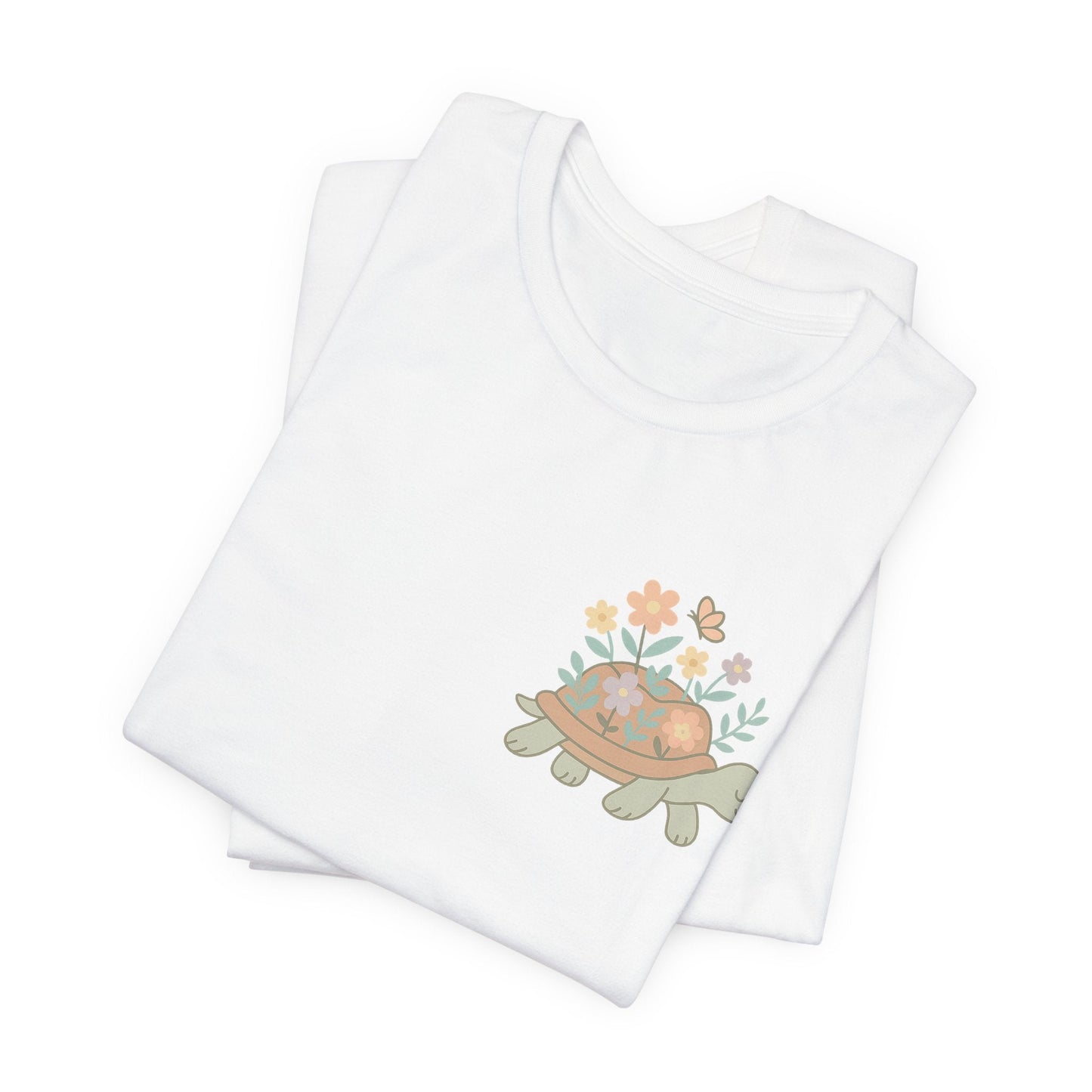 Slow is a Superpower Turtle T-Shirt – Whimsical Front & Back Floral Graphic Tee - Spirit Stitch