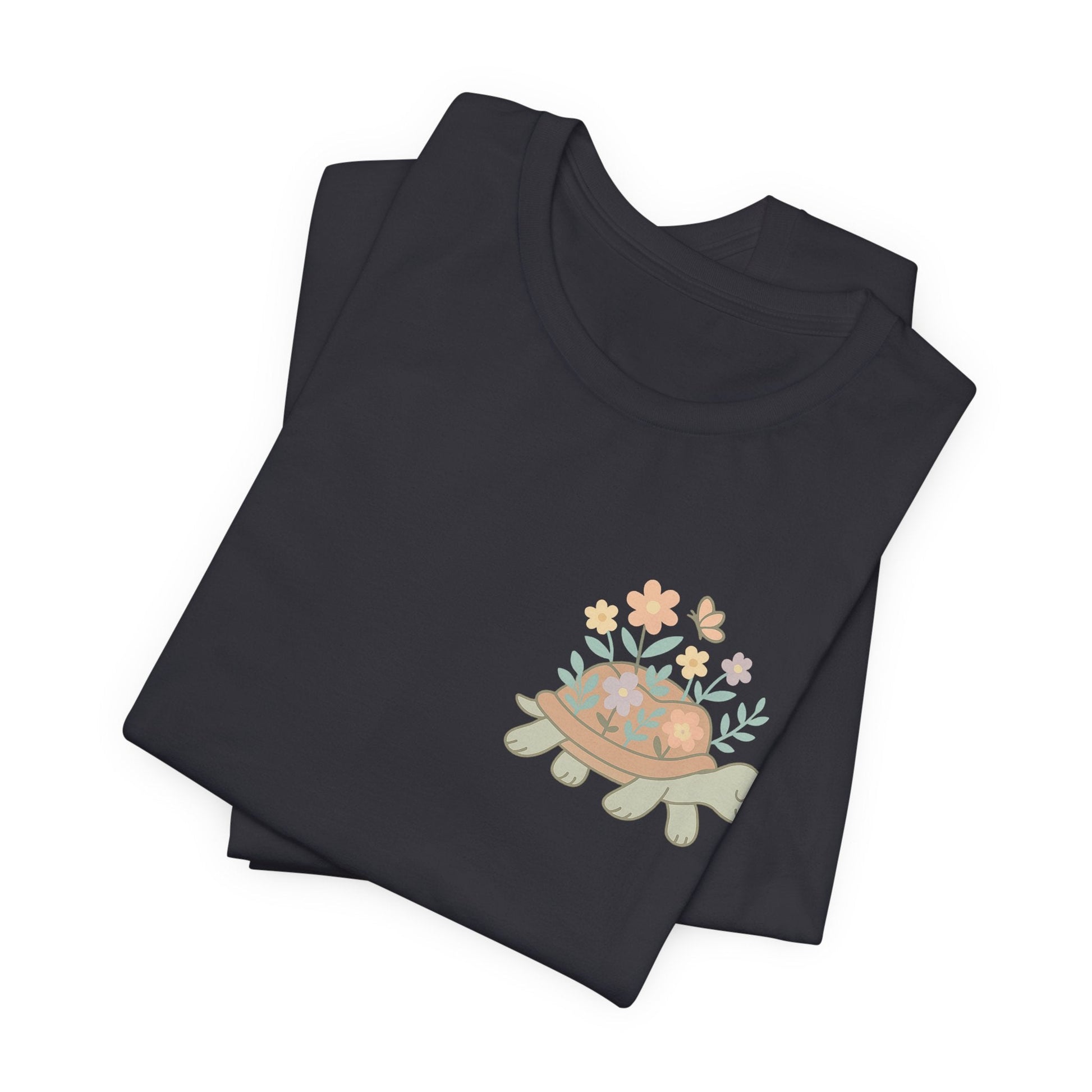 Slow is a Superpower Turtle T-Shirt – Whimsical Front & Back Floral Graphic Tee - Spirit Stitch