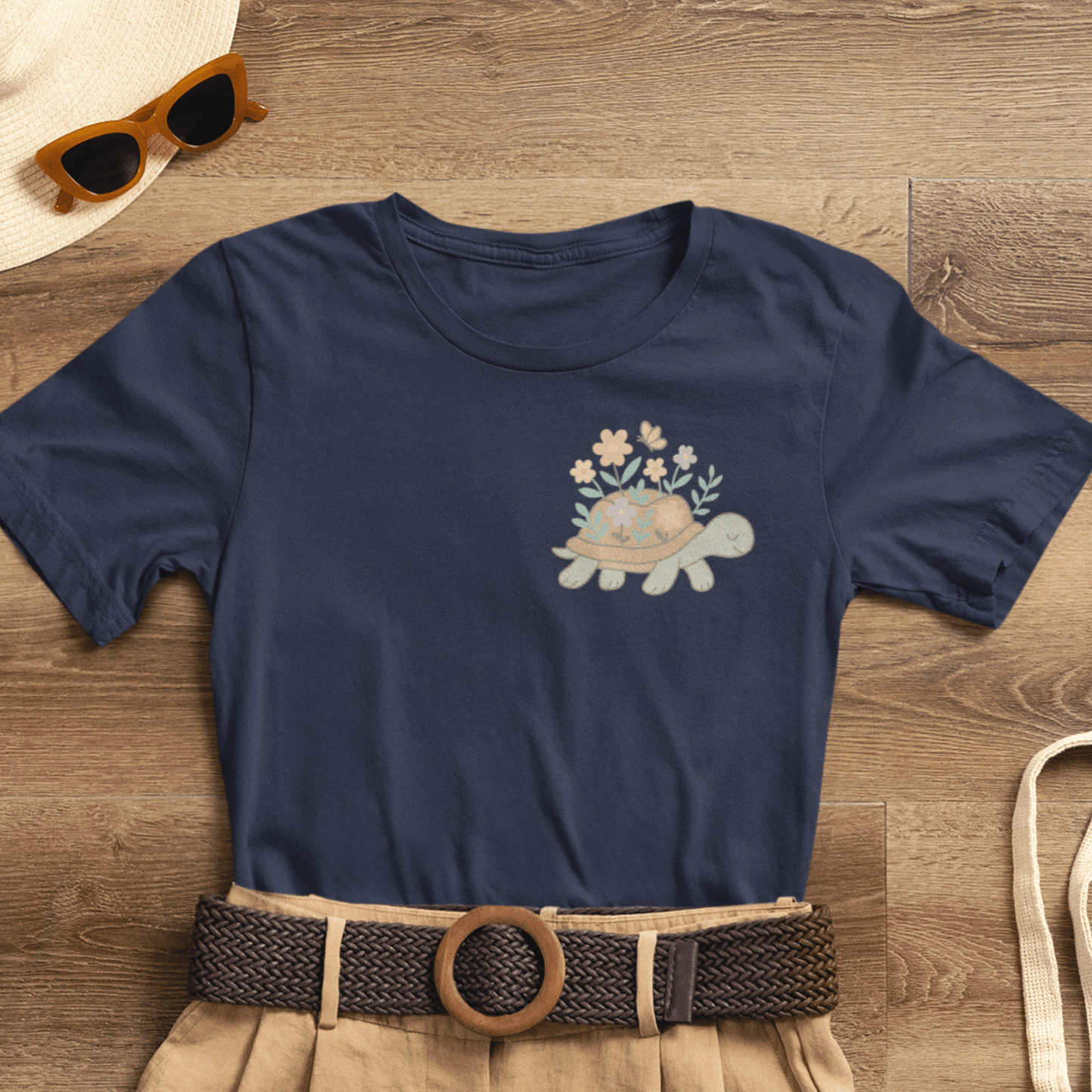 Slow is a Superpower Turtle T-Shirt – Whimsical Front & Back Floral Graphic Tee - Spirit Stitch