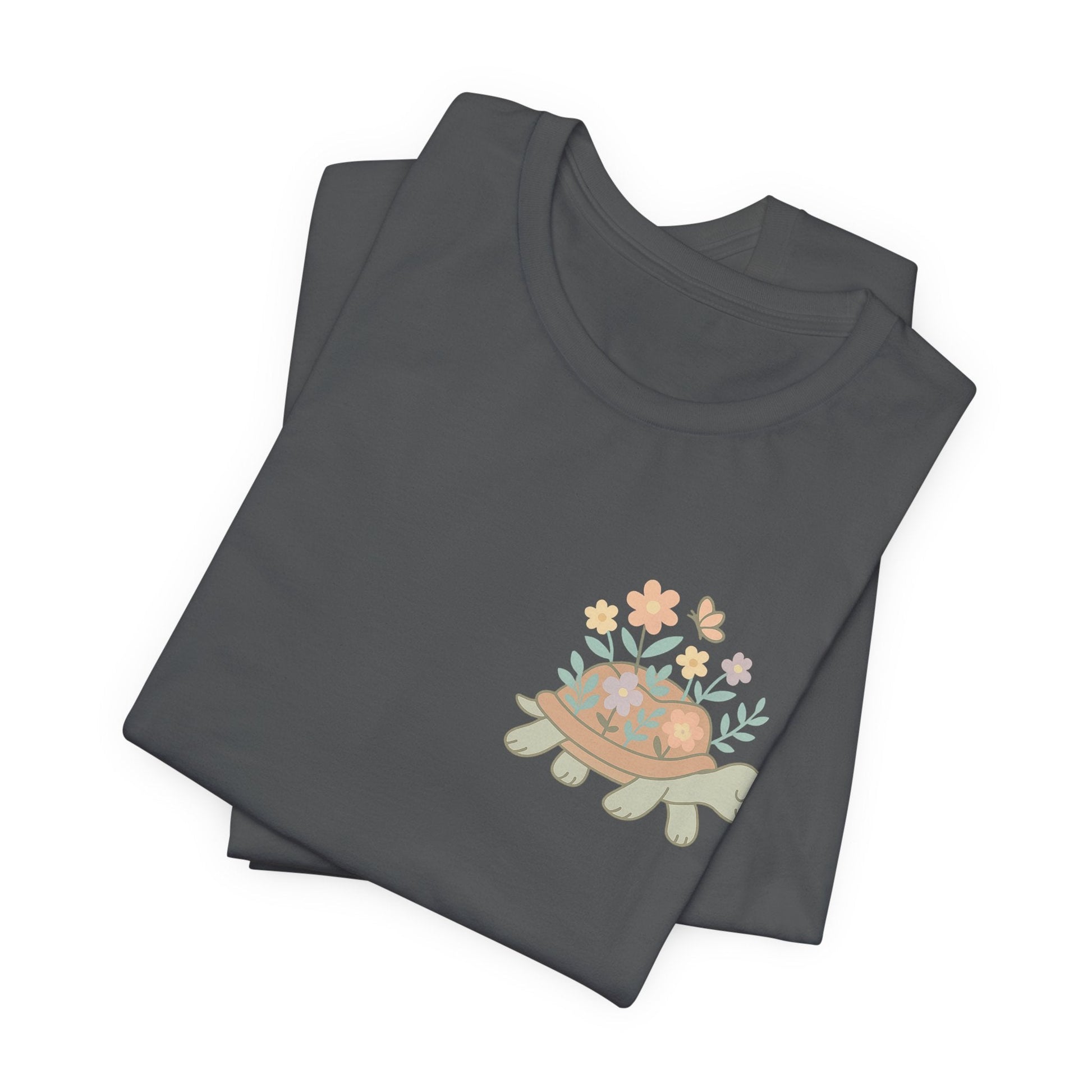 Slow is a Superpower Turtle T-Shirt – Whimsical Front & Back Floral Graphic Tee - Spirit Stitch
