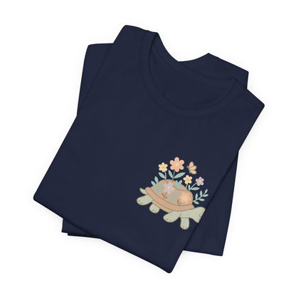 Slow is a Superpower Turtle T-Shirt – Whimsical Front & Back Floral Graphic Tee - Spirit Stitch