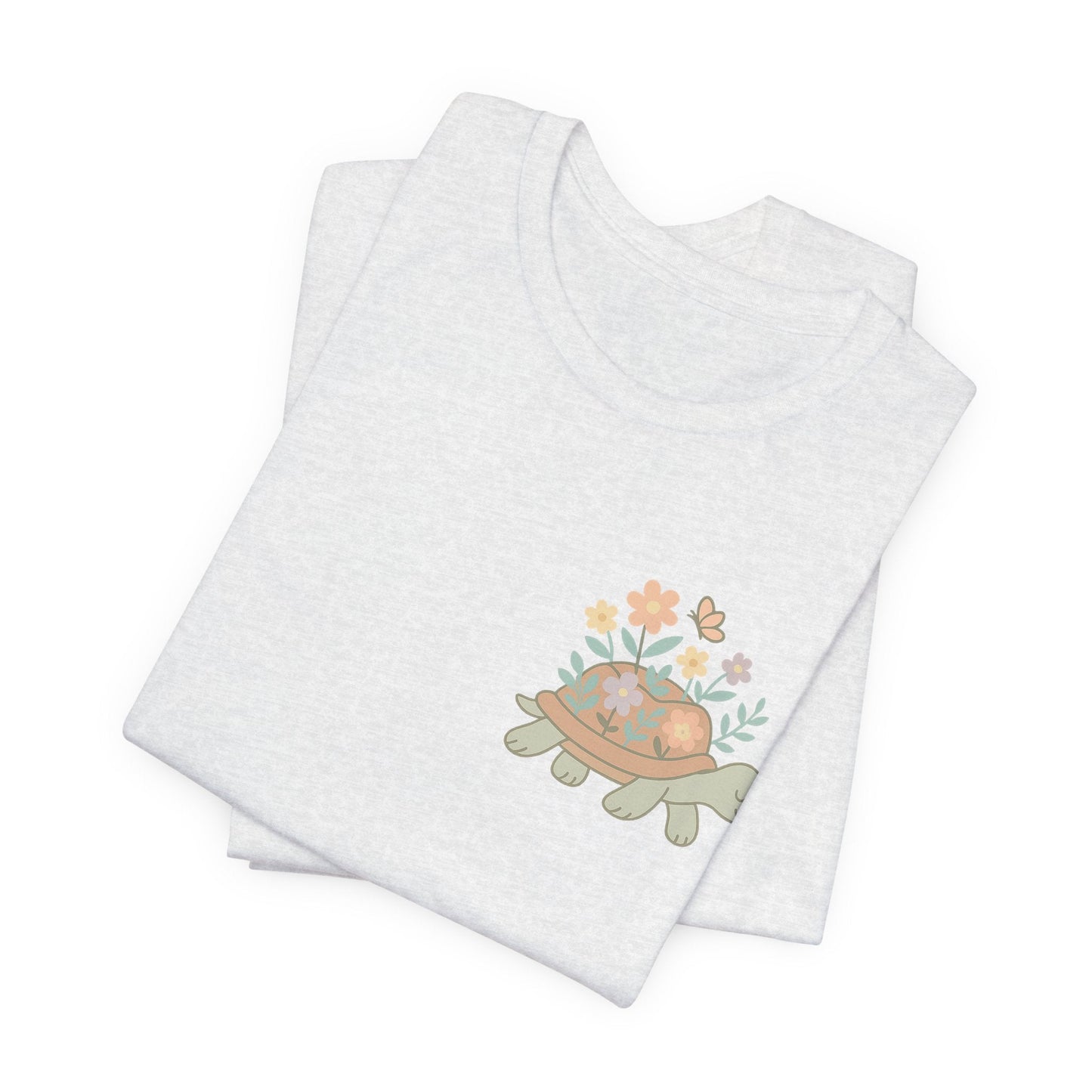 Slow is a Superpower Turtle T-Shirt – Whimsical Front & Back Floral Graphic Tee - Spirit Stitch