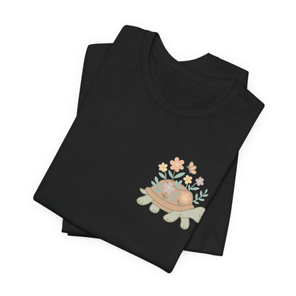 Slow is a Superpower Turtle T-Shirt – Whimsical Front & Back Floral Graphic Tee - Spirit Stitch