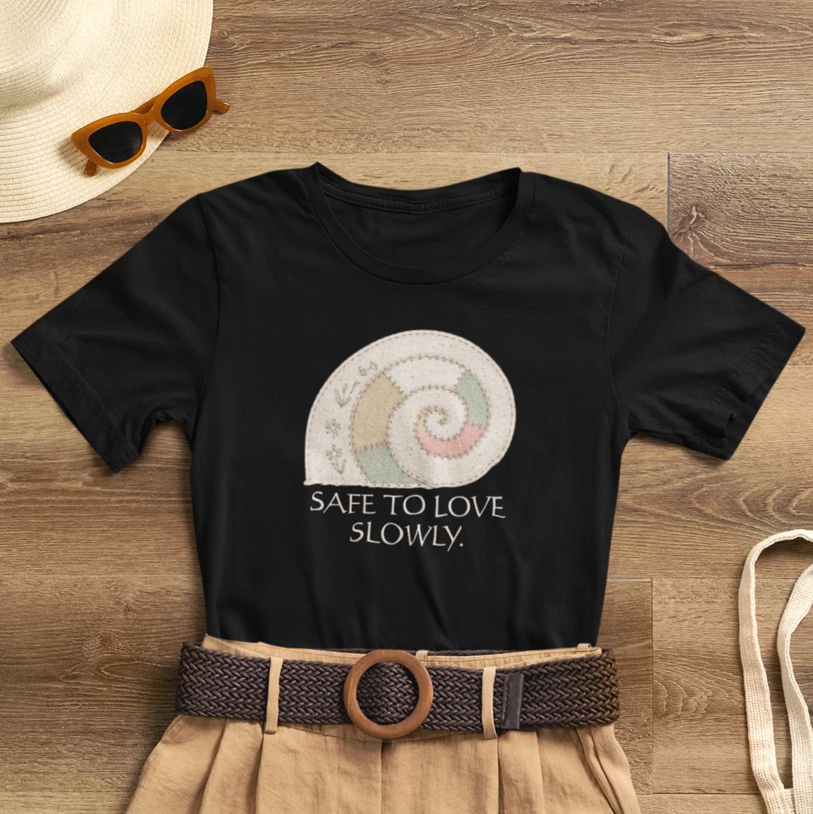 Slow Love Snail Tee — "Safe to Love Slowly" Graphic T-Shirt - Spirit Stitch