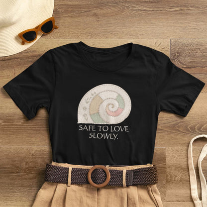 Slow Love Snail Tee — "Safe to Love Slowly" Graphic T-Shirt - Spirit Stitch