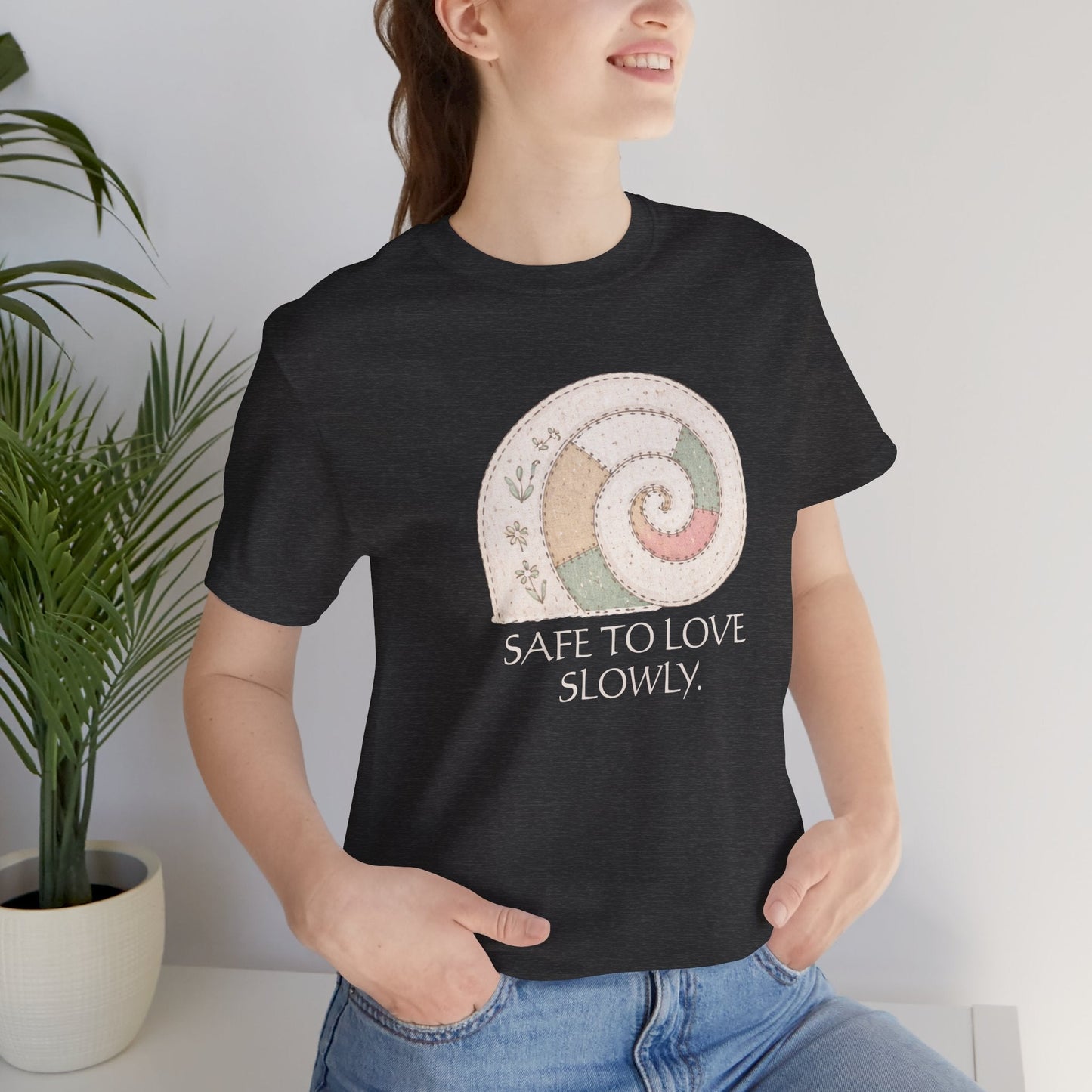 Slow Love Snail Tee — "Safe to Love Slowly" Graphic T-Shirt - Spirit Stitch