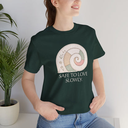 Slow Love Snail Tee — "Safe to Love Slowly" Graphic T-Shirt - Spirit Stitch