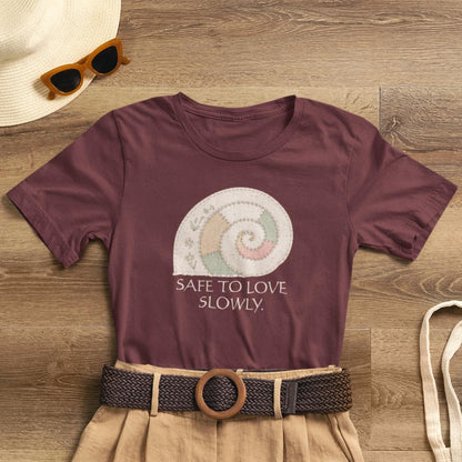 Slow Love Snail Tee — "Safe to Love Slowly" Graphic T-Shirt - Spirit Stitch