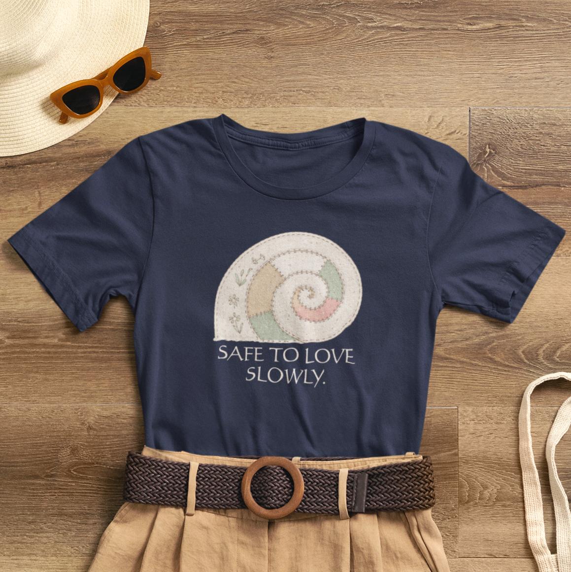 Slow Love Snail Tee — "Safe to Love Slowly" Graphic T-Shirt - Spirit Stitch