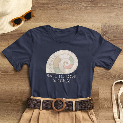 Slow Love Snail Tee — "Safe to Love Slowly" Graphic T-Shirt - Spirit Stitch