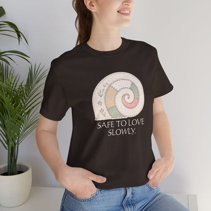 Slow Love Snail Tee — "Safe to Love Slowly" Graphic T-Shirt - Spirit Stitch