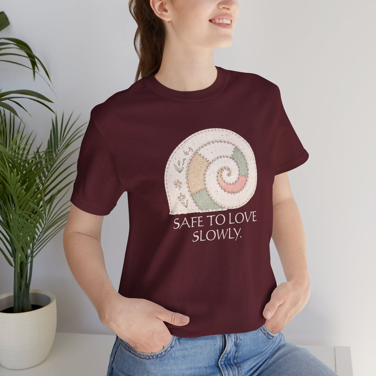 Slow Love Snail Tee — "Safe to Love Slowly" Graphic T-Shirt - Spirit Stitch