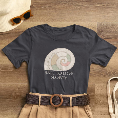 Slow Love Snail Tee — "Safe to Love Slowly" Graphic T-Shirt - Spirit Stitch