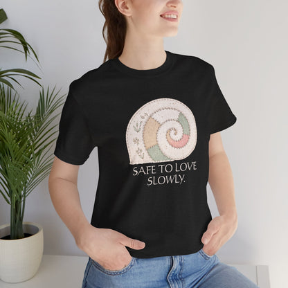 Slow Love Snail Tee — "Safe to Love Slowly" Graphic T-Shirt - Spirit Stitch