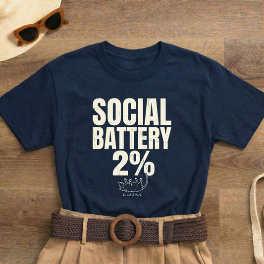 Social Battery 2% Funny Introvert T-Shirt | Gift For Introverts - Spirit Stitch