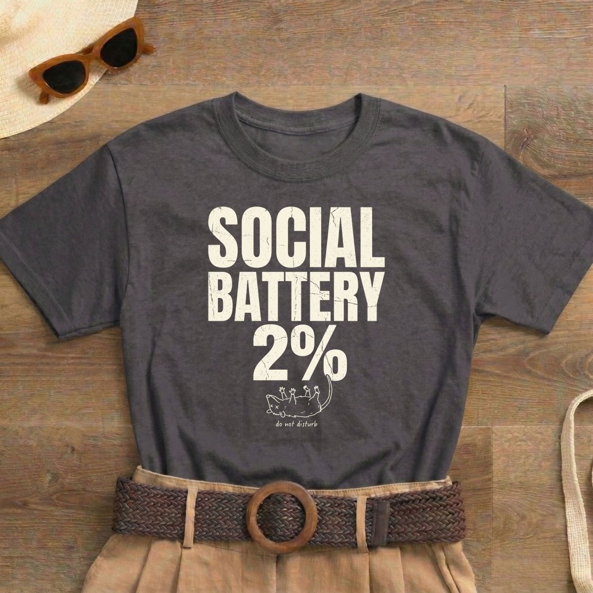 Social Battery 2% Funny Introvert T-Shirt | Gift For Introverts - Spirit Stitch