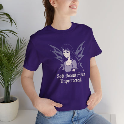 Soft Doesn’t Mean Unprotected – Goth Anime Dark Winged Guardian T-Shirt - Spirit Stitch