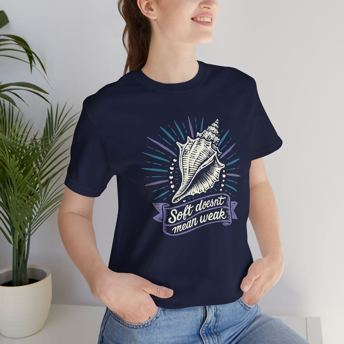 Soft Doesn’t Mean Weak Shirt | Seashell Empowerment Tee | Ocean Calm Strength Top | Gentle Rebels Collection - Spirit Stitch