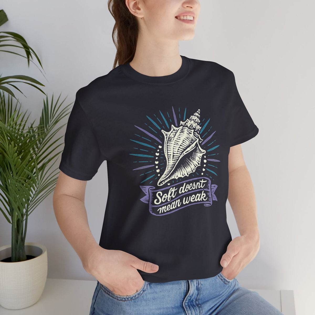 Soft Doesn’t Mean Weak Shirt | Seashell Empowerment Tee | Ocean Calm Strength Top | Gentle Rebels Collection - Spirit Stitch