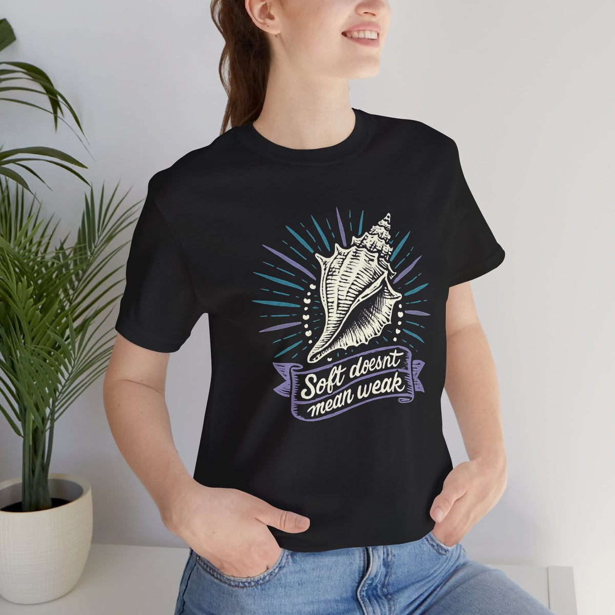Soft Doesn’t Mean Weak Shirt | Seashell Empowerment Tee | Ocean Calm Strength Top | Gentle Rebels Collection - Spirit Stitch