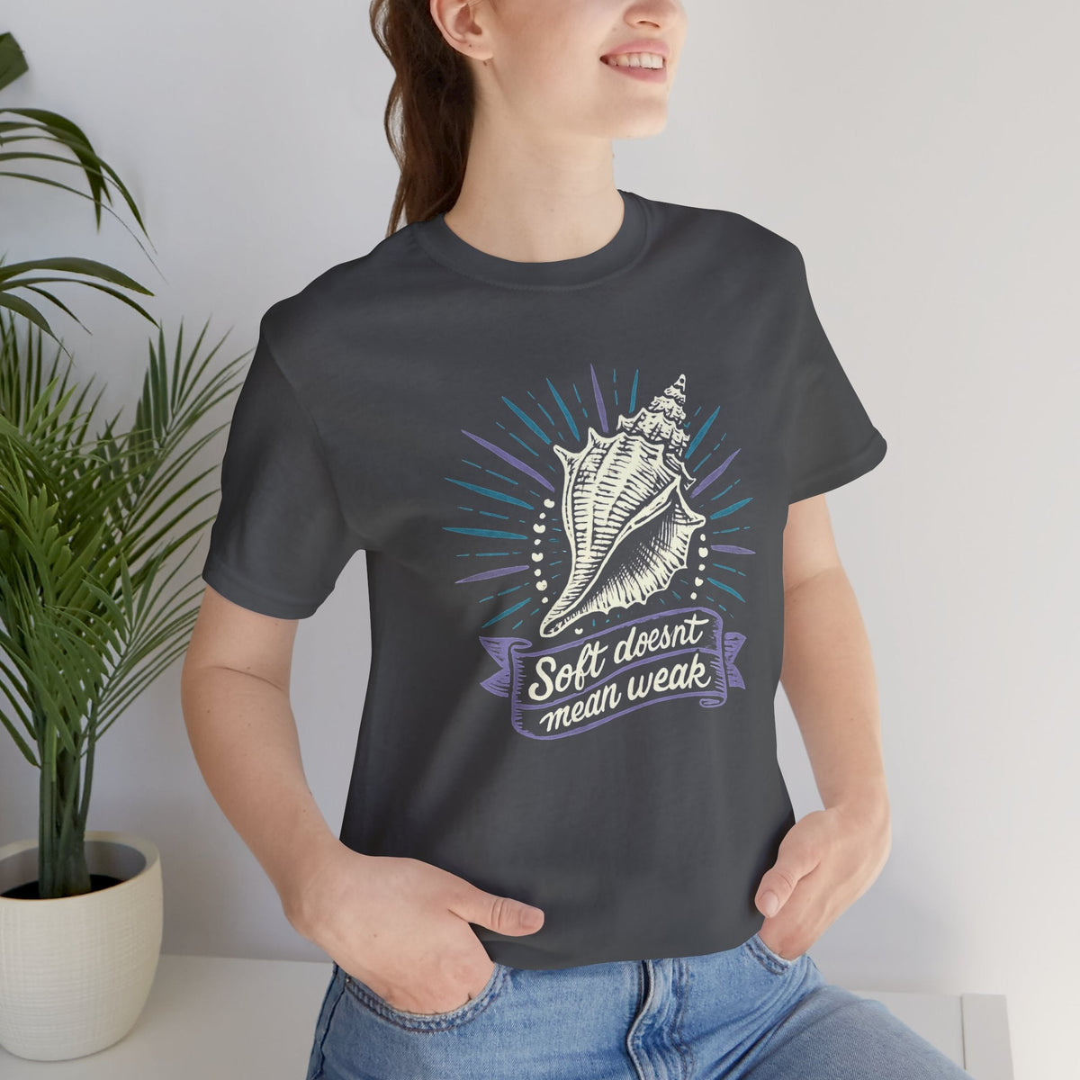 Soft Doesn’t Mean Weak Shirt | Seashell Empowerment Tee | Ocean Calm Strength Top | Gentle Rebels Collection - Spirit Stitch