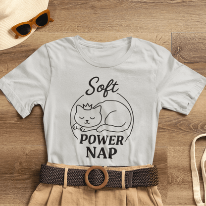Soft Power Nap Cat Shirt – Cozy Cat Lover Tee, Cute Sleep Graphic T-Shirt - Spirit Stitch