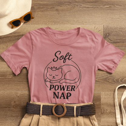 Soft Power Nap Cat Shirt – Cozy Cat Lover Tee, Cute Sleep Graphic T-Shirt - Spirit Stitch