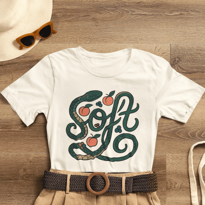 Soft Shirt | Serpent & Peach Art Tee | Self - Love and Healing Symbolic Top | Spirit Stitch Collection - Spirit Stitch
