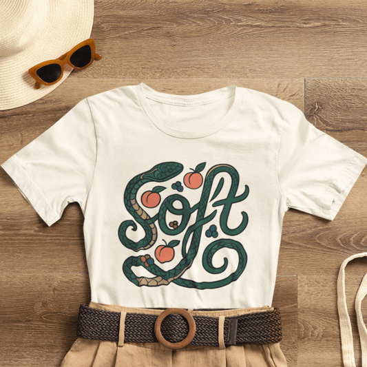 Soft Shirt | Serpent & Peach Art Tee | Self - Love and Healing Symbolic Top | Spirit Stitch Collection - Spirit Stitch