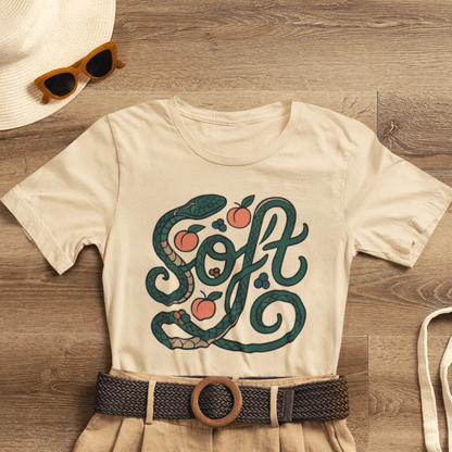 Soft Shirt | Serpent & Peach Art Tee | Self - Love and Healing Symbolic Top | Spirit Stitch Collection - Spirit Stitch