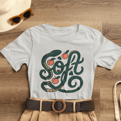 Soft Shirt | Serpent & Peach Art Tee | Self - Love and Healing Symbolic Top | Spirit Stitch Collection - Spirit Stitch