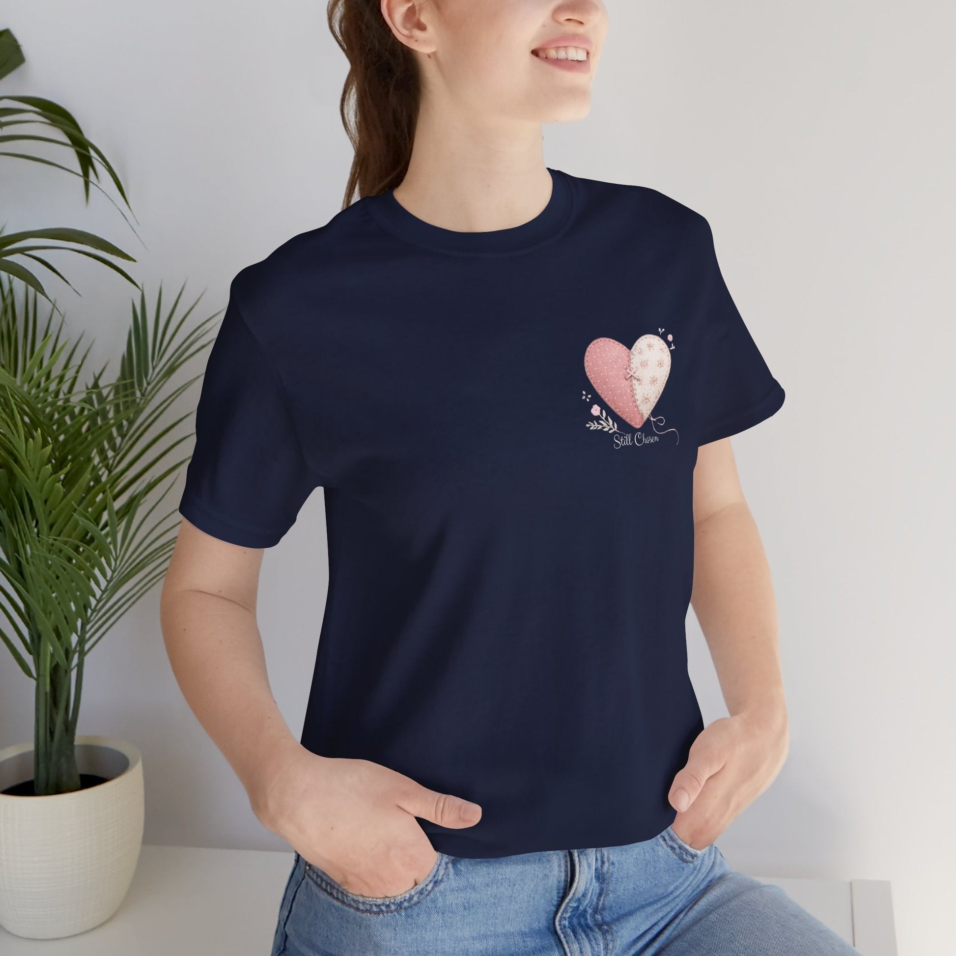 Still Chosen Heart T-Shirt – Minimal Romantic Unisex Tee with Soft Pink Heart, Gentle Love Affirmation Shirt - Spirit Stitch