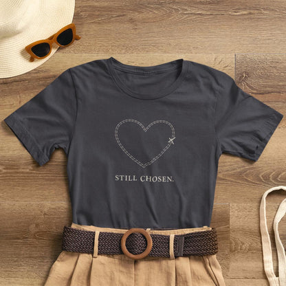 Still Chosen Heart Tee – Minimal Faith - Inspired Unisex Shirt with Stitched Heart Design - Spirit Stitch