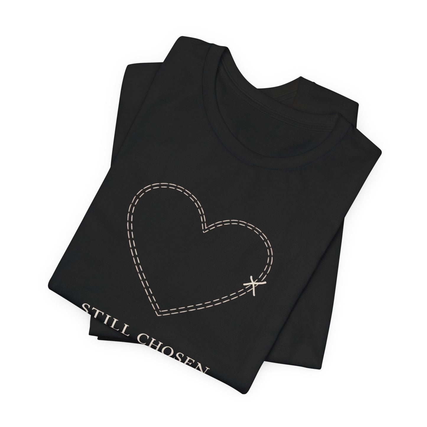 Still Chosen Heart Tee – Minimal Faith - Inspired Unisex Shirt with Stitched Heart Design - Spirit Stitch