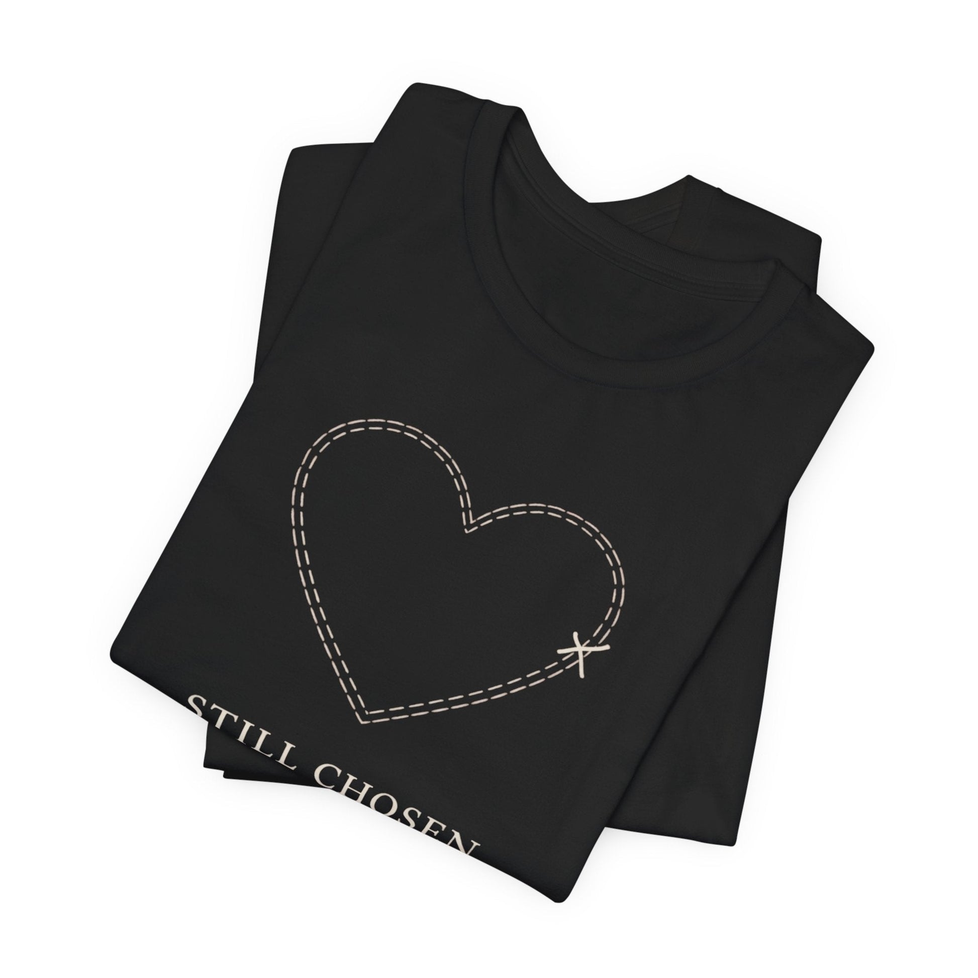 Still Chosen Heart Tee – Minimal Faith - Inspired Unisex Shirt with Stitched Heart Design - Spirit Stitch