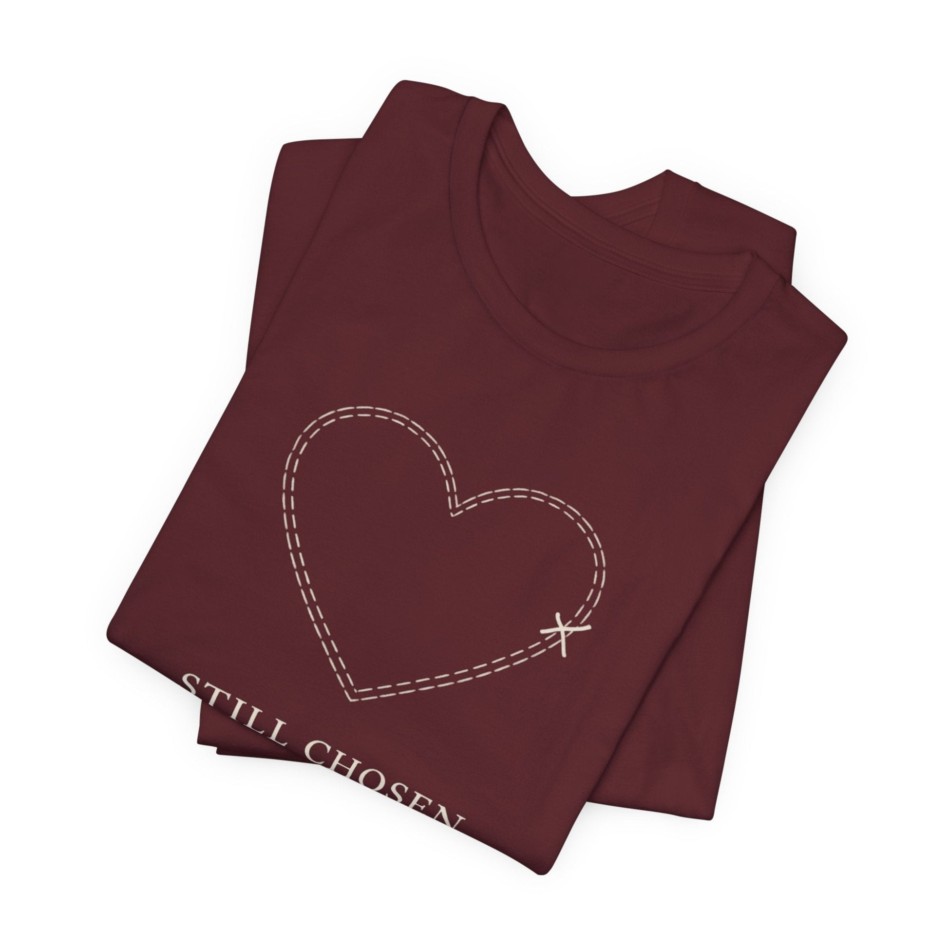 Still Chosen Heart Tee – Minimal Faith - Inspired Unisex Shirt with Stitched Heart Design - Spirit Stitch